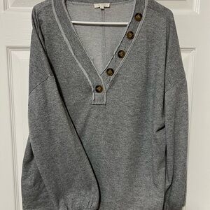 Women’s Grey long sleeve with Button Detail